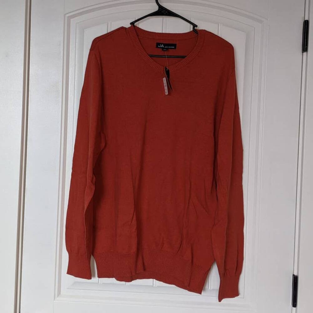 John Ashford V Neck Sweater XL Copper Casual Pullover Long Sleeves Office Ribbed